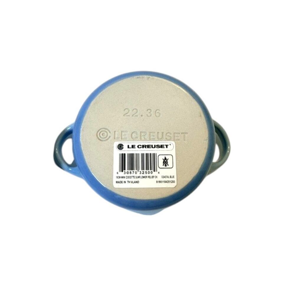 Le Creuset Coastal Blue Sunflower Mini Cocotte 8 Oz - Picture 9 of 9